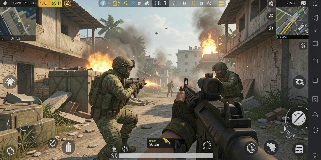 Gameplay intens API33 dengan aksi menembak yang mendebarkan.