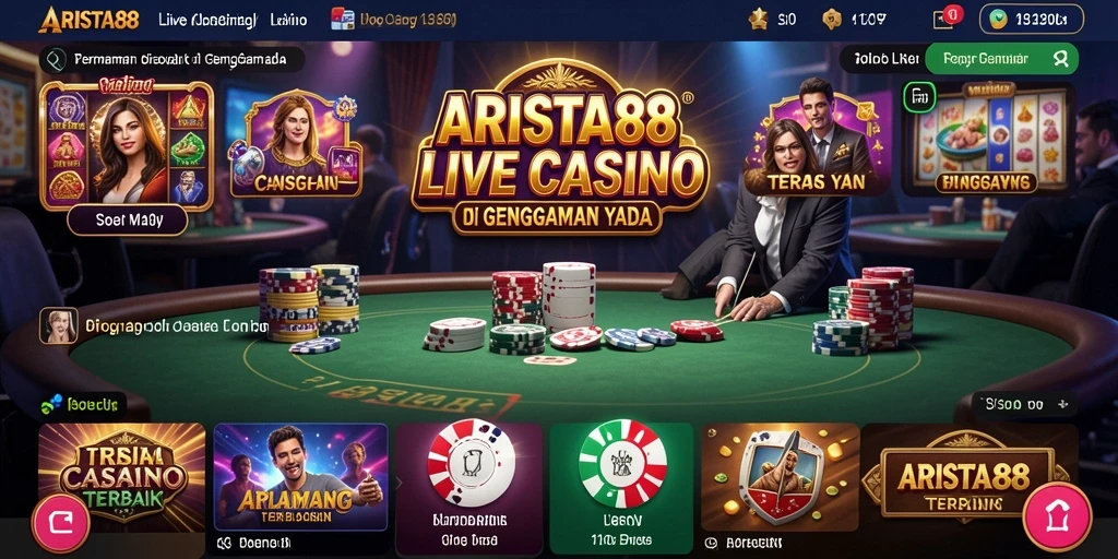 Screenshot utama ARISTA88 menampilkan dealer interaktif dalam permainan Live Casino.