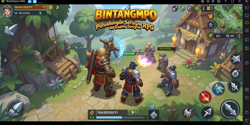 Tampilan gameplay seru dalam BINTANGMPO menampilkan pertarungan epik.