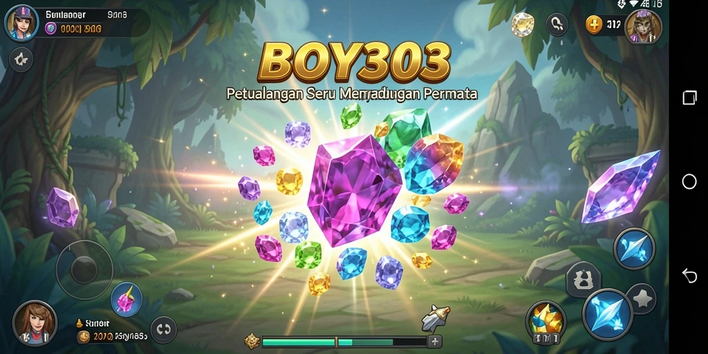 Screenshot BOY303 menampilkan gameplay yang seru dalam memadukan permata.