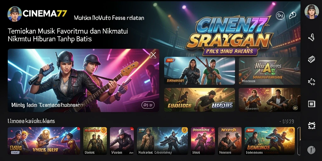 Tampilan gameplay <strong>CINEMA77</strong> saat menikmati musik di berbagai genre.