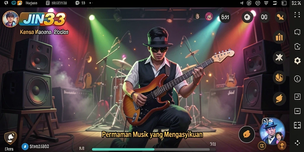 Screenshot JIN33 menampilkan interaksi pengguna dalam permainan musik.