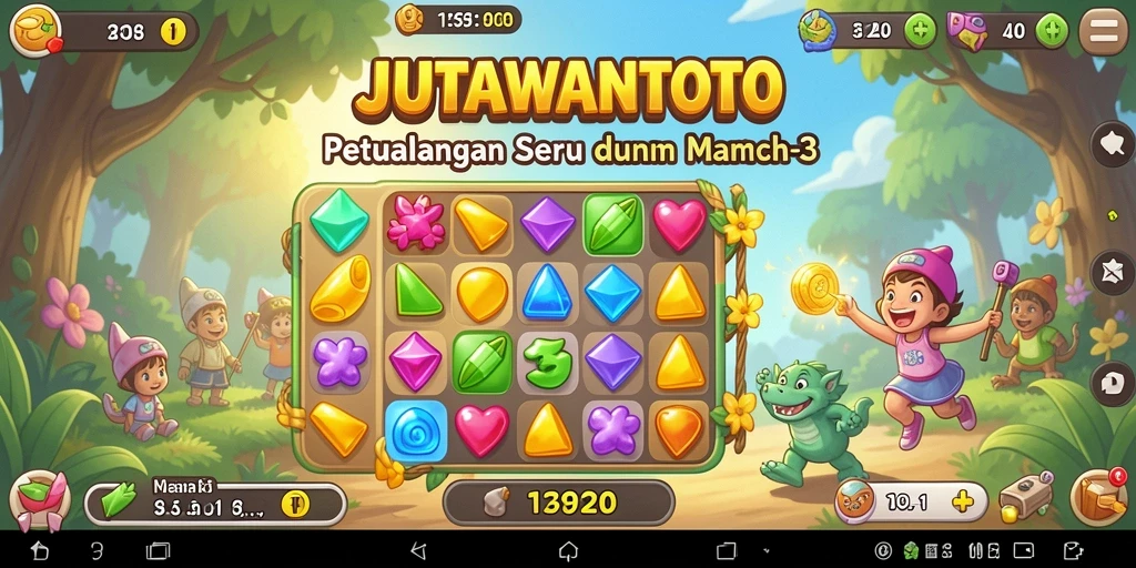 Screenshot gameplay JUTAWANTOTO yang menampilkan momen seru mencocokkan item.