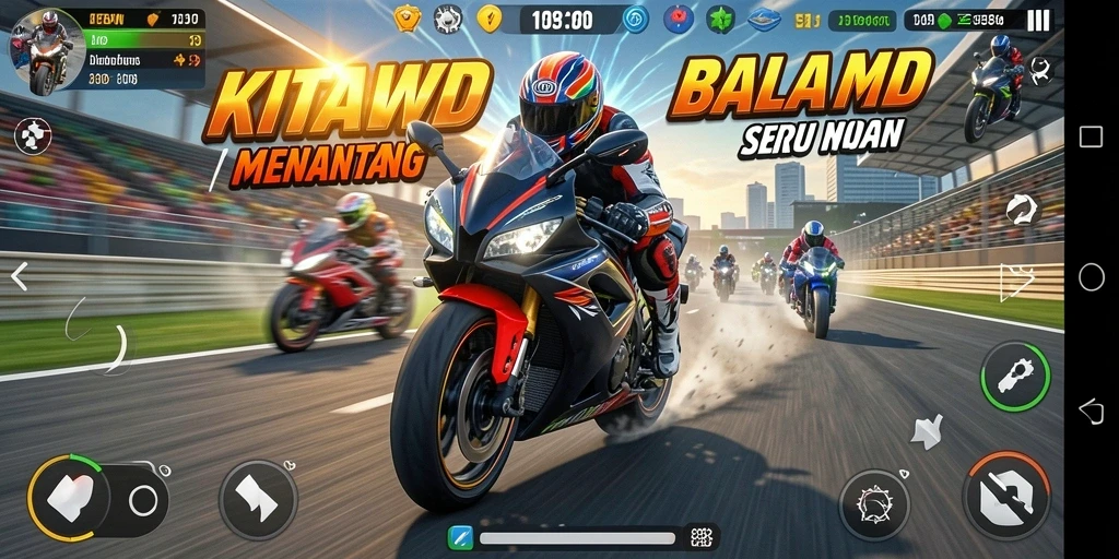 Tampilan menarik dari gameplay balap motor di KITAWD.