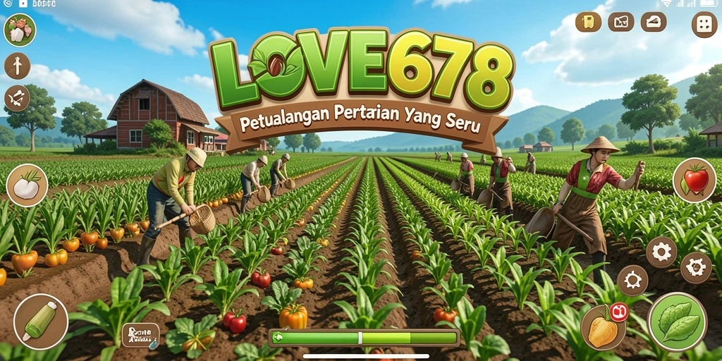 Tangkapan layar gameplay LOVE678 menampilkan aktivitas bertani yang menyenangkan.