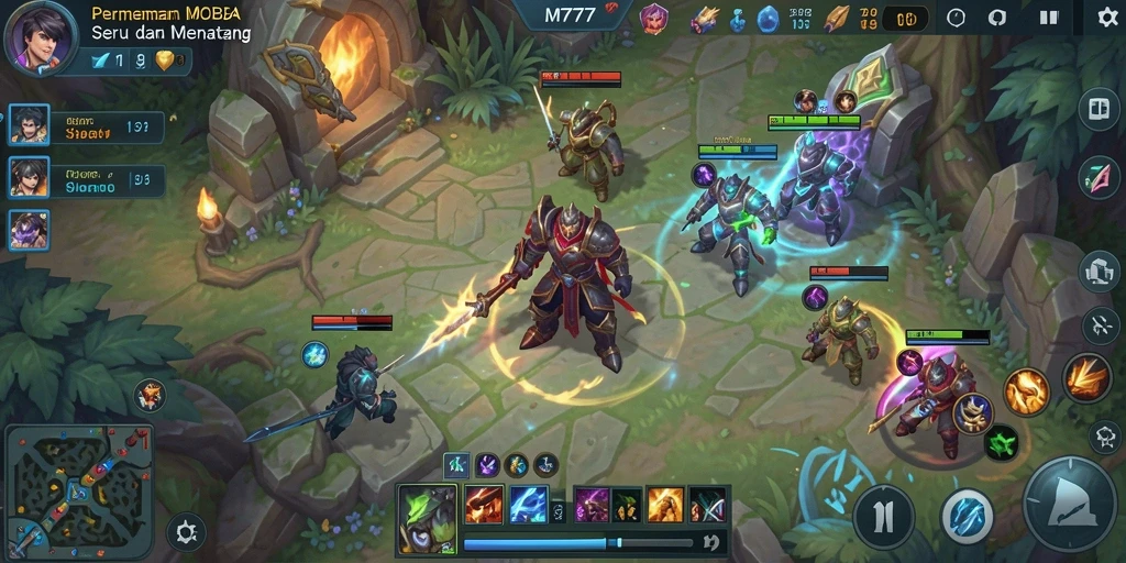 Screenshot gameplay MT777 yang menunjukkan aksi seru dalam pertarungan MOBA.
