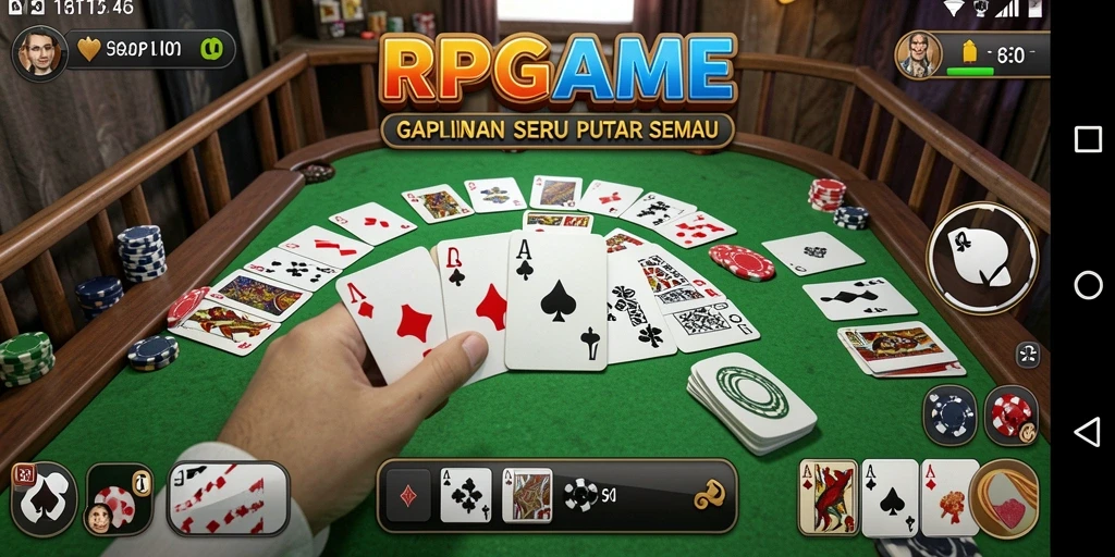 Tampilan gameplay RPGAME menampilkan keterampilan bermain Gaple yang menarik.