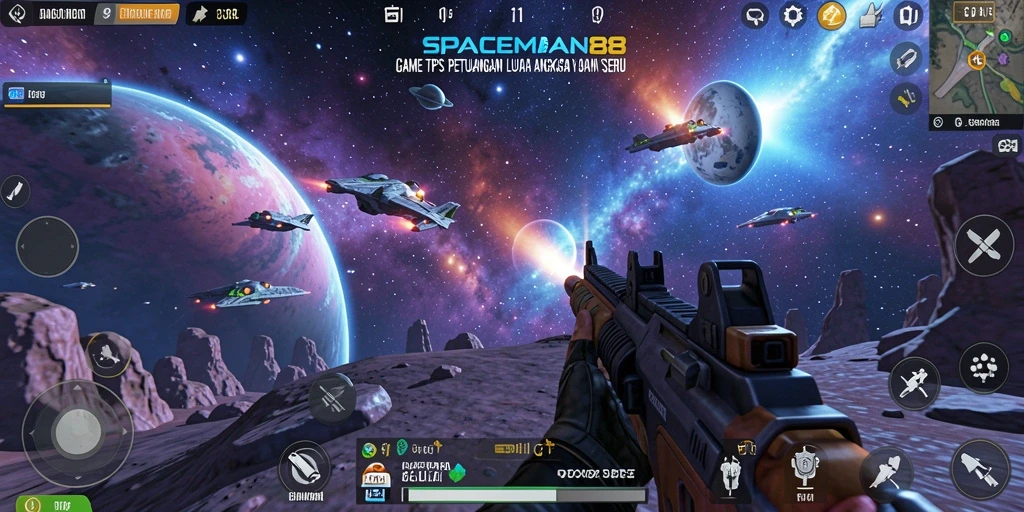 Tangkapan layar yang menunjukkan aksi seru dalam gameplay SPACEMAN88.