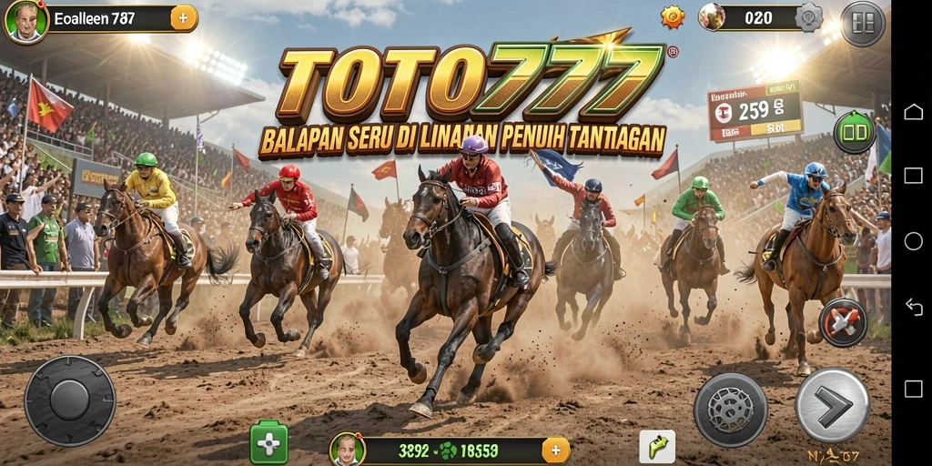 Tampilan gameplay balapan seru di TOTO777 dengan kendaraan yang beragam.